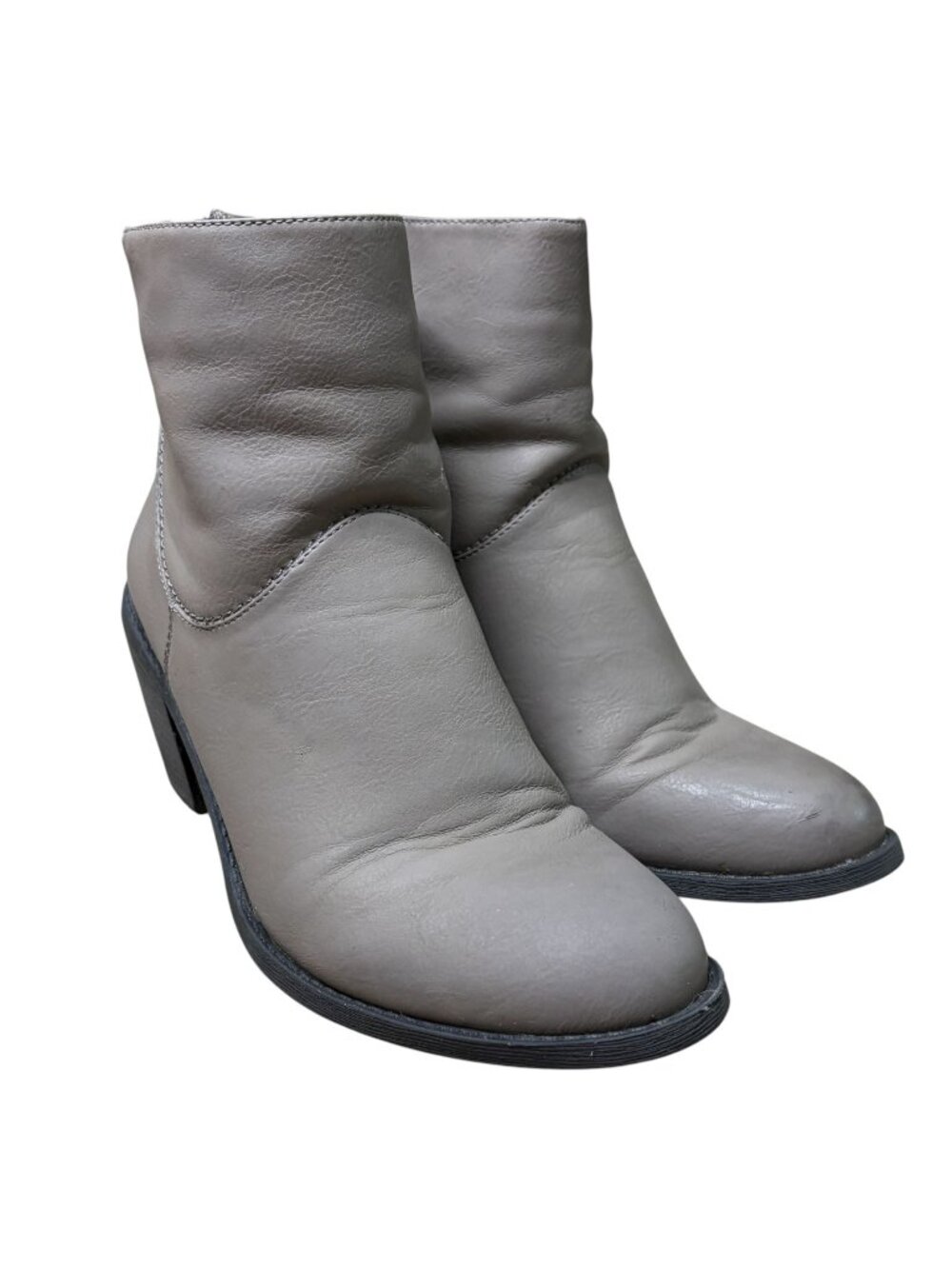 Madden Girl Gleee Paris Grey Block Heel Ankle Booties Size 8
